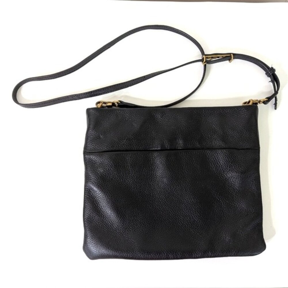 The Sak Collective Tomboy Convertible Black Pebble Leather Crossbody 10.5"Lx9"W